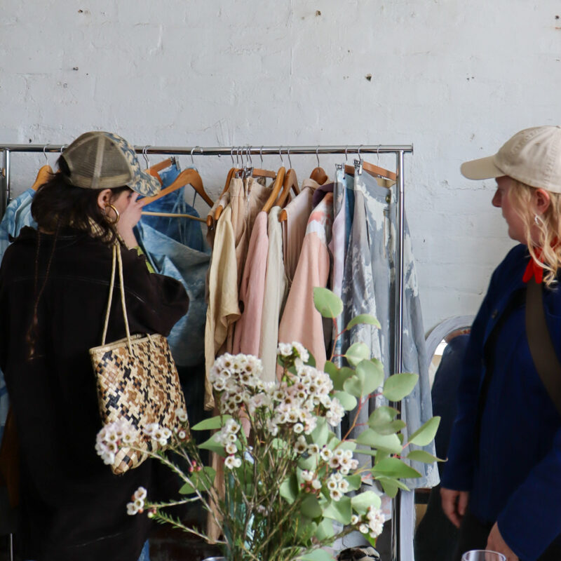 Shoppers looking at accredited clothing