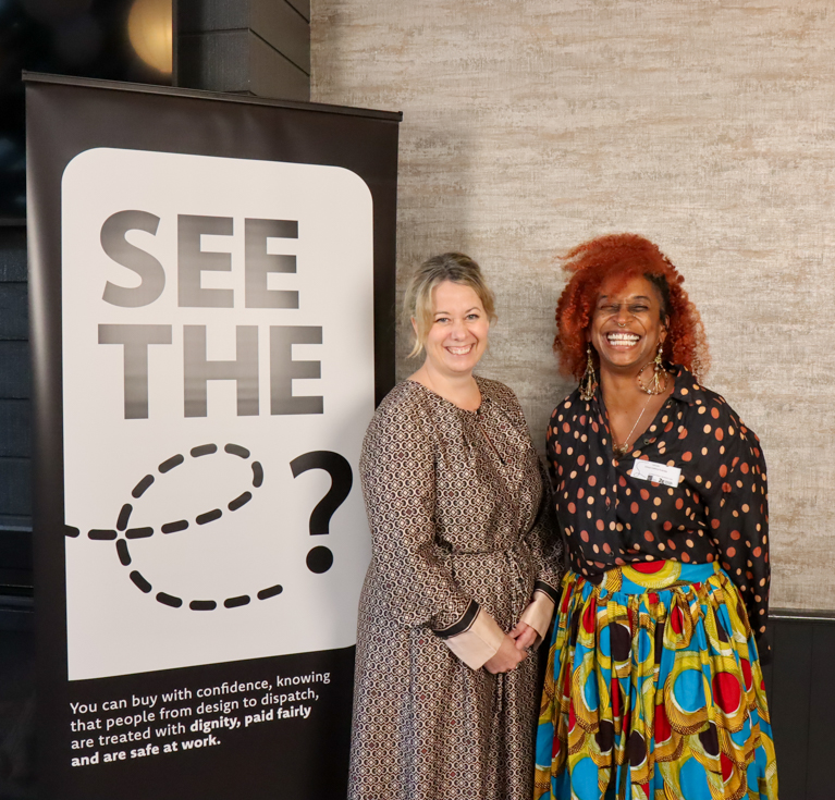 Lei-Lani Terrell (right) with Rachel Reilly, National Manager at Ethical Clothing Australia.
